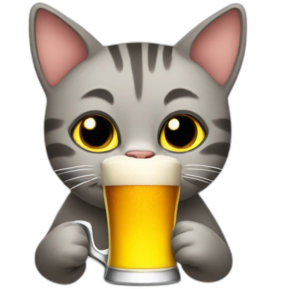 cat drinking a beer emoji
