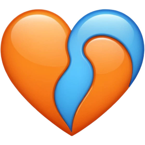 Half blue half orange heart split vertically emoji