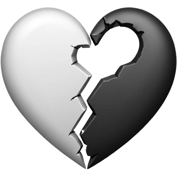 Black half and white half heart emoji
