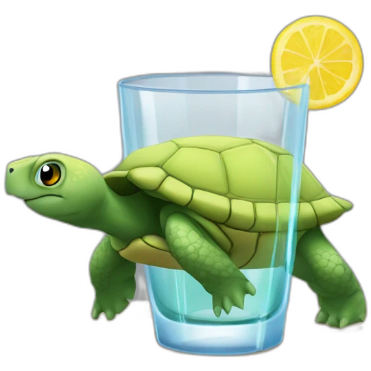 Tortue sur shoto qui boit un verre emoji