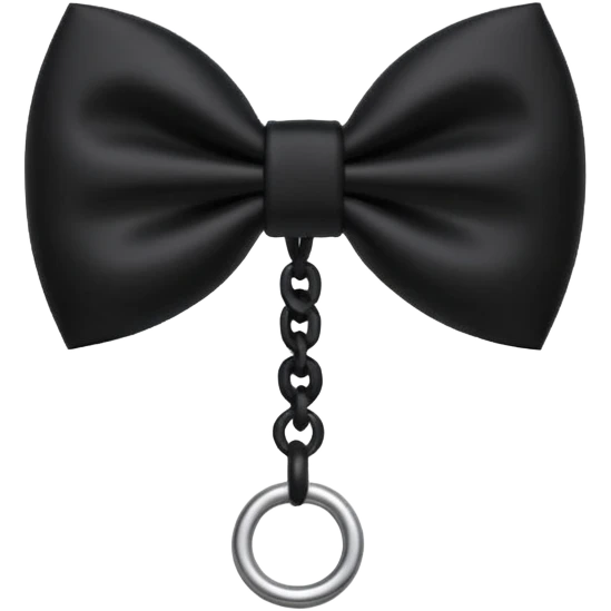 minimalist goth bow, matte black, sharp edges, small silver charm, modern dark aesthetic emoji