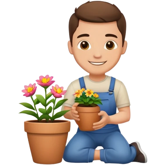 Mozes li mi napraviti emoji muskarca koji kleci i drzi pitar sa cvjecem i samo to nista drugo oko njega emoji