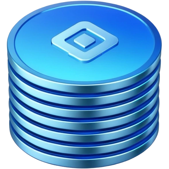 blue sorayama gradient chrome plasma energy coin stack emoji