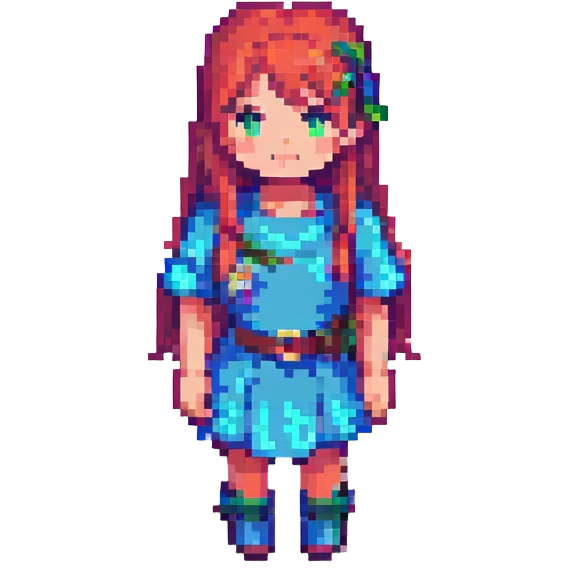 a girl in pixel art style, simple and colorful emoji