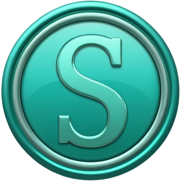 Create a custom emoji badge featuring a stylized, letter “S”. Use the Platinum rank style from League of Legends: teal-green metallics, reflective surfaces, and a futuristic elegant frame. Vibrant and high readability.
 emoji
