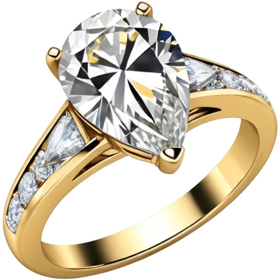 Pear cut engagement ring on a gold diamond band  emoji