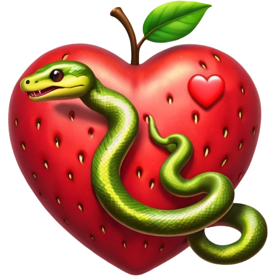 glowing forbidden fruit with snake wrapped heart shape emoji