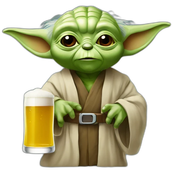 Yoda bois une bière emoji