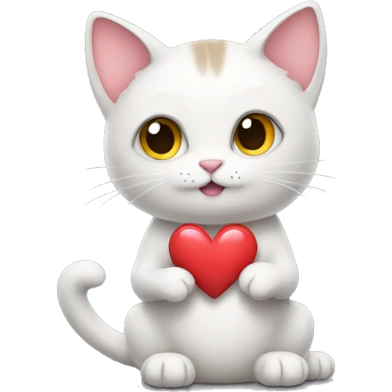 Cat holding a love heart emoji