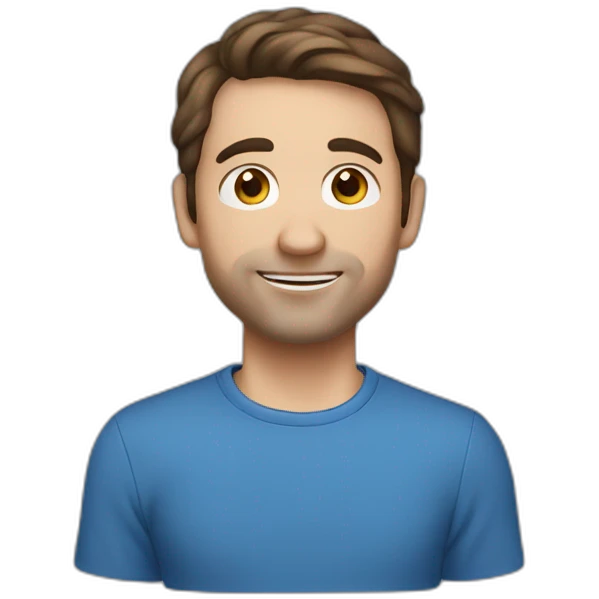 36 years old, French man, short brown hair, no curls, Blue shirt emoji