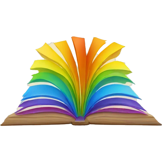 Open book with rainbow emoji