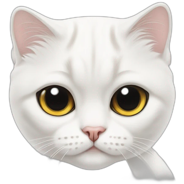 white scottish-fold cat missing one eye emoji