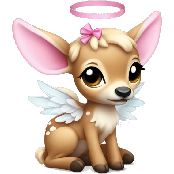 Baby fawn with pink bow and angel wings emoji