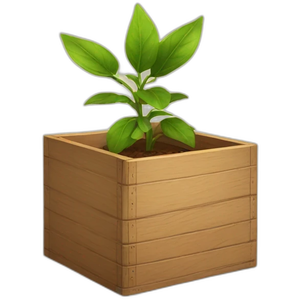 plant in a wooden brown box emoji
