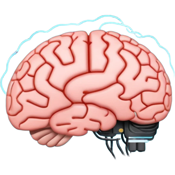 A brain inside a computer symbolizing AI emoji