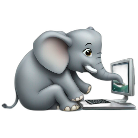 elephant eating a computer emoji