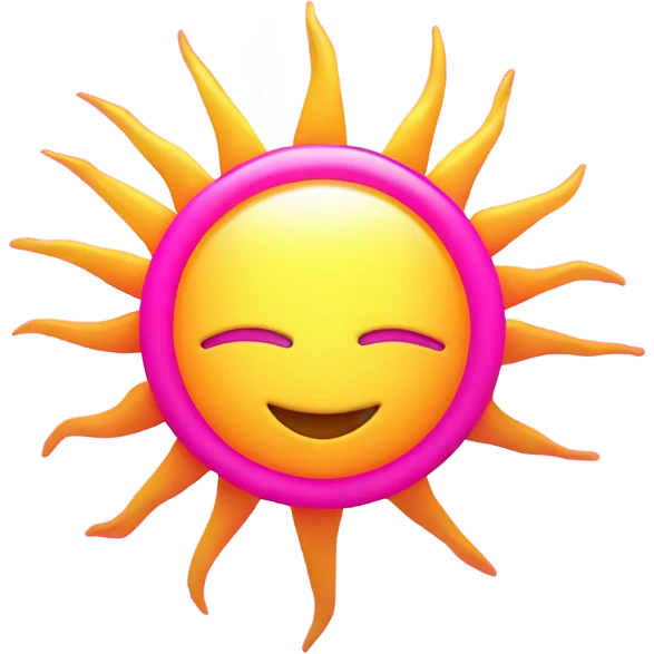 Hot pink iridescent sunshine emoji