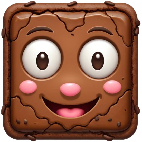 Make a brownie the food with a goofy face  emoji