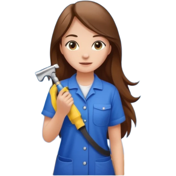 beautiful girl with long brown hair constructing new bathroom area with new shower and amenities  emoji