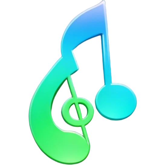 3D gradient blue to green music icon logo note  no background unique y2k clipart emoji