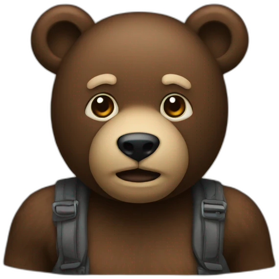 Bold man with big bear logo emoji