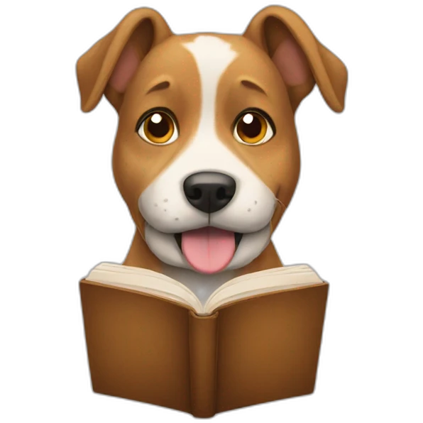 Dog reading emoji