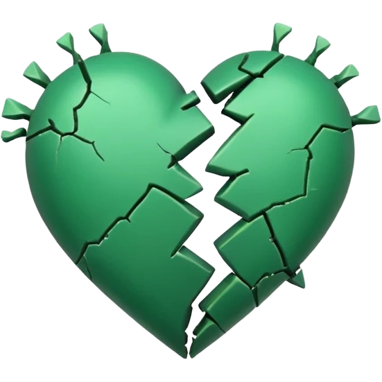 A simple green coloured broken heart with one crack in the middle nothing more then just one simple crack in the middle  emoji