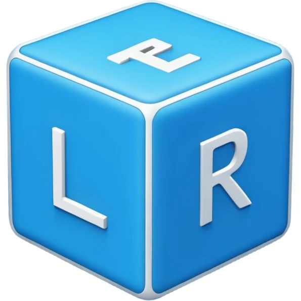 The letters LR in a blue box 2D emoji
