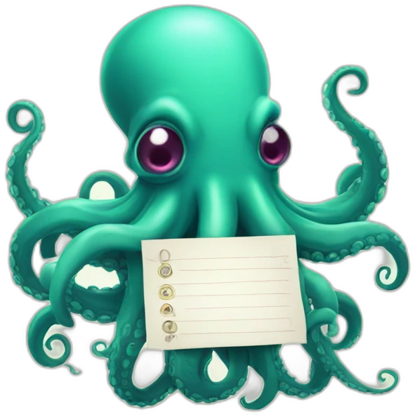 Cute kraken Holding a Sign in his tentacles emoji
