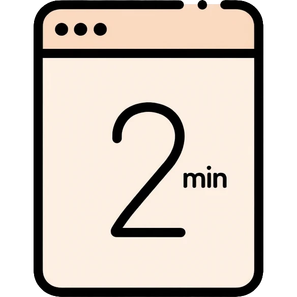 The number 2 with "min" indicator, like on a digital timer display emoji
