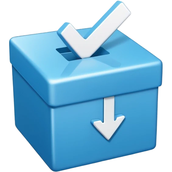 Blue box with a white check mark in the middle of the blue box that is a little bit tilted to the right and its 1d emoji