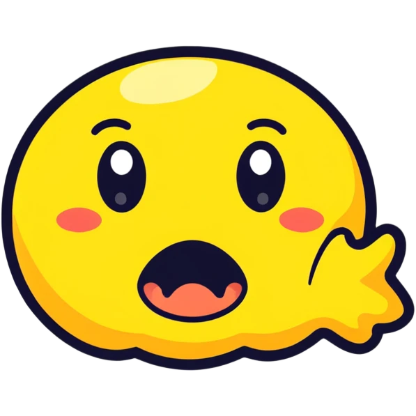 gasping face emoji with a yellow bone in its mouth emoji