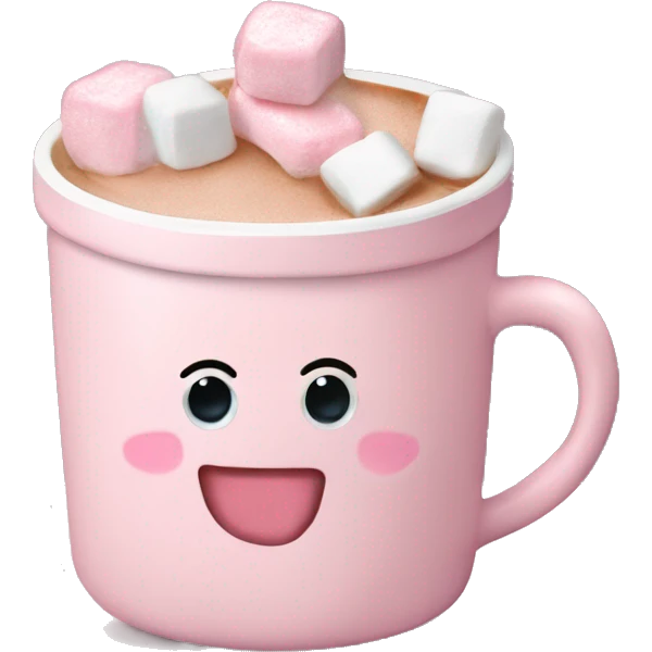 Light Pink mug of hot chocolate with marshmallows  emoji