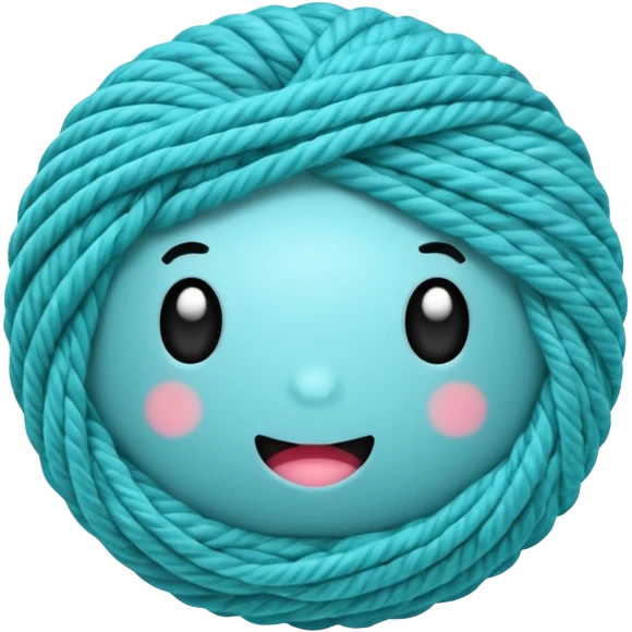 emoji de novelo de crochê na cor ciano emoji