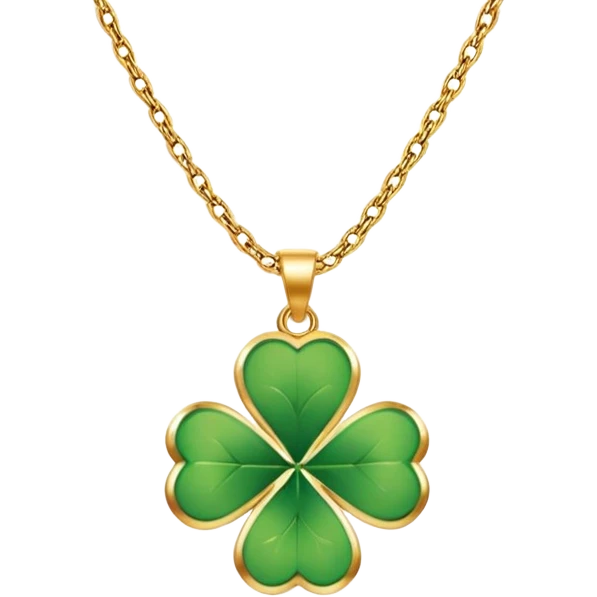 Lucky clover charm necklace – green four-leaf clover.
 emoji