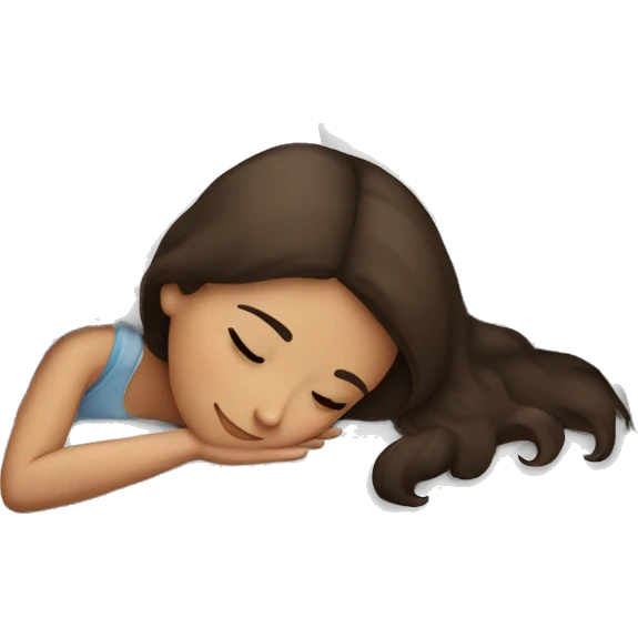 Brunette girl sleeping in the bed emoji