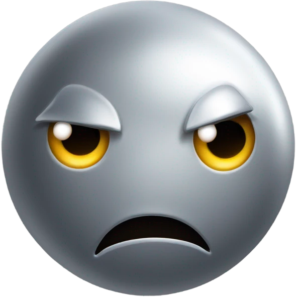 Metal ball with long dotted shiny eyes with one mad eyebrow on the left emoji