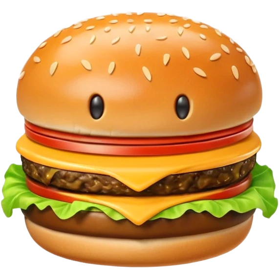 A cute 3D emoji-style letter “A” shaped like a burger, glossy finish, sesame bun forming the top and bottom, melted cheese, lettuce and patty integrated into the letter shape, smooth cartoon design, soft lighting, clean background, high-quality modern emoji look. emoji