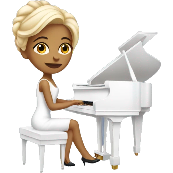 white lazy in a classy dress playing the grand piano emoji