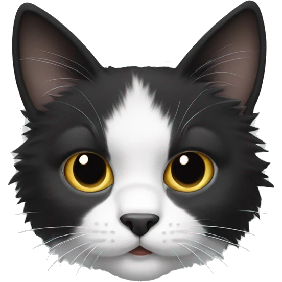 Fluffy black and white cat emoji