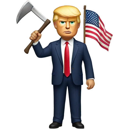 Donald trump holding American flag and an axe emoji
