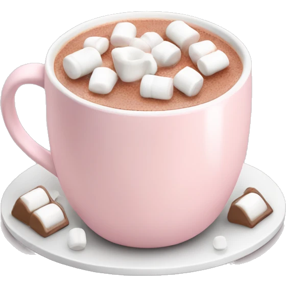 Light Pink mug of hot chocolate with marshmallows  emoji