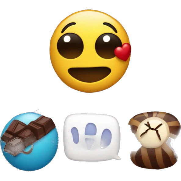 spider in spiderweb, smiley face, Information ballon & chocalate emoji