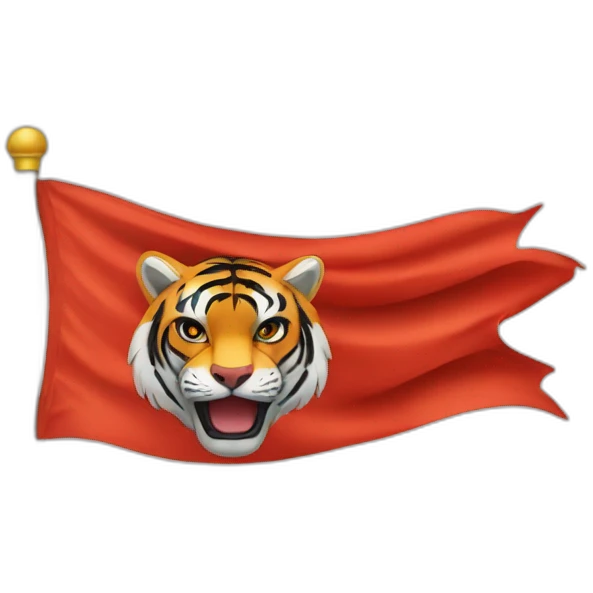 Red flag with Tiger head emoji