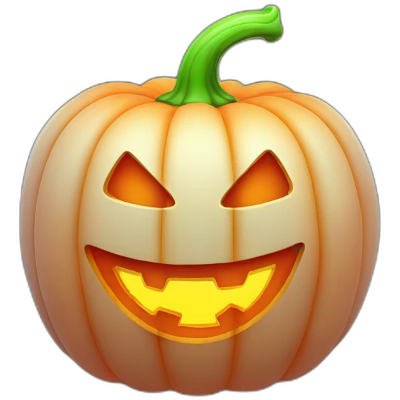 Jack-o’-lantern with a fiery, glowing orange face and a neon-green stem. emoji