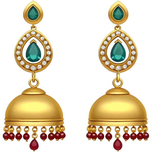 A small beautiful jhumka pair in golden color with very few stones emoji