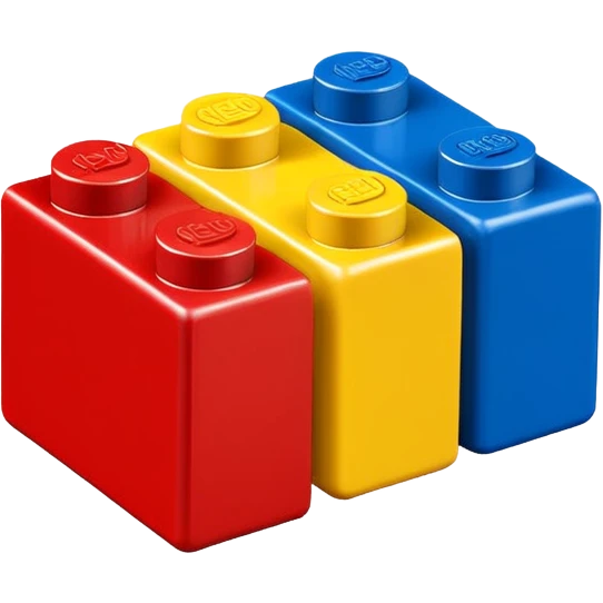 3 x lego blocks blue red yellow emoji