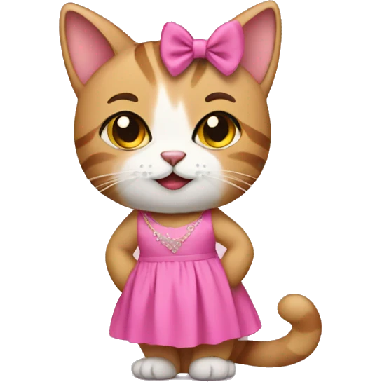 Cat wearing a pink dress emoji