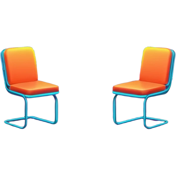 Window with neon reflection, empty chair, Apartment Windows. emoji