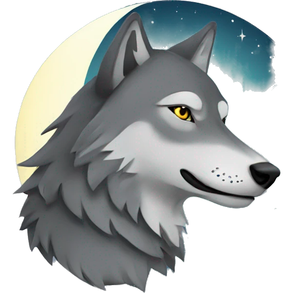wolf with a moon emoji